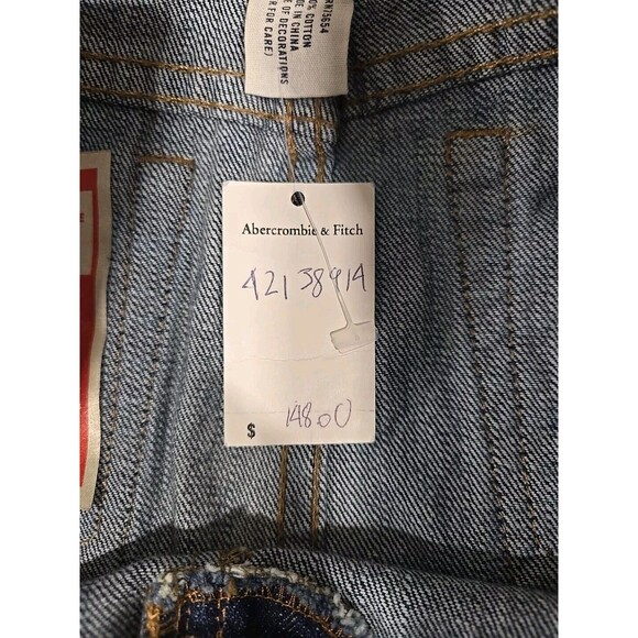 Vintage Y2K Abercrombie & Fitch Jean Mini Skirt Bedazzle Size 27 Womens 4 NWT - Picture 7 of 14